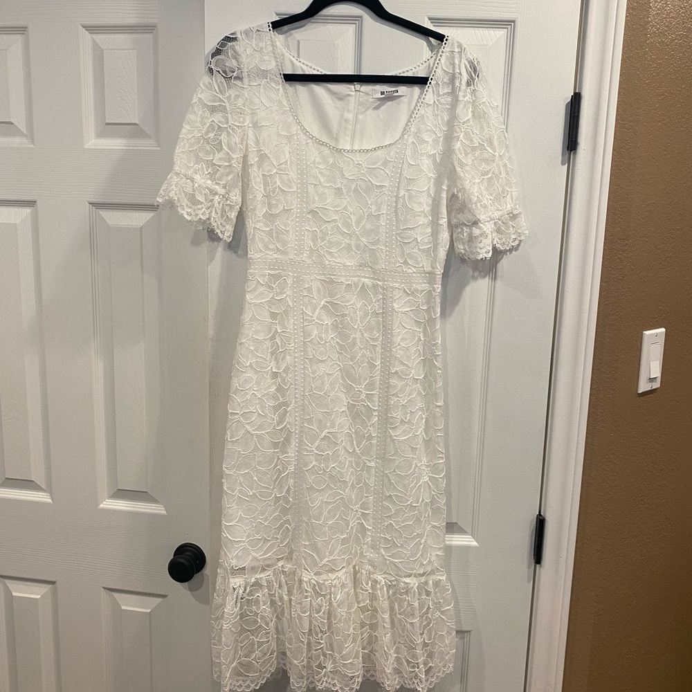 BB Dakota White Lace Midi Dress